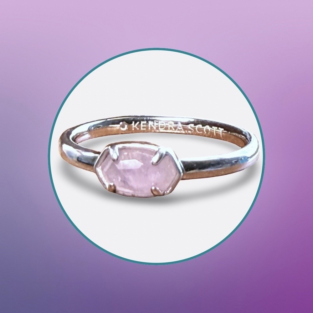 Kendra Scott Stackable Amethyst Stone Ring 7.25 Lavender Silver Dainty Retired